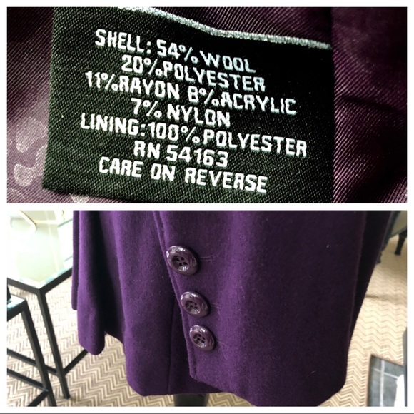 Guess Double Breasted Purple Coat - Picture 8 of 8